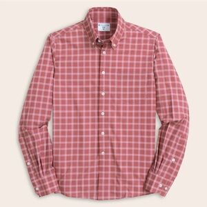 &COLLAR ATHLETIC Men's Adobe Red With White Windowpane Long Sleeve Shirt Size2XL